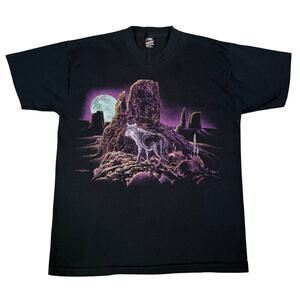 Vintage 90s Southwest Wolf Graphic T-Shirt Single Stitch